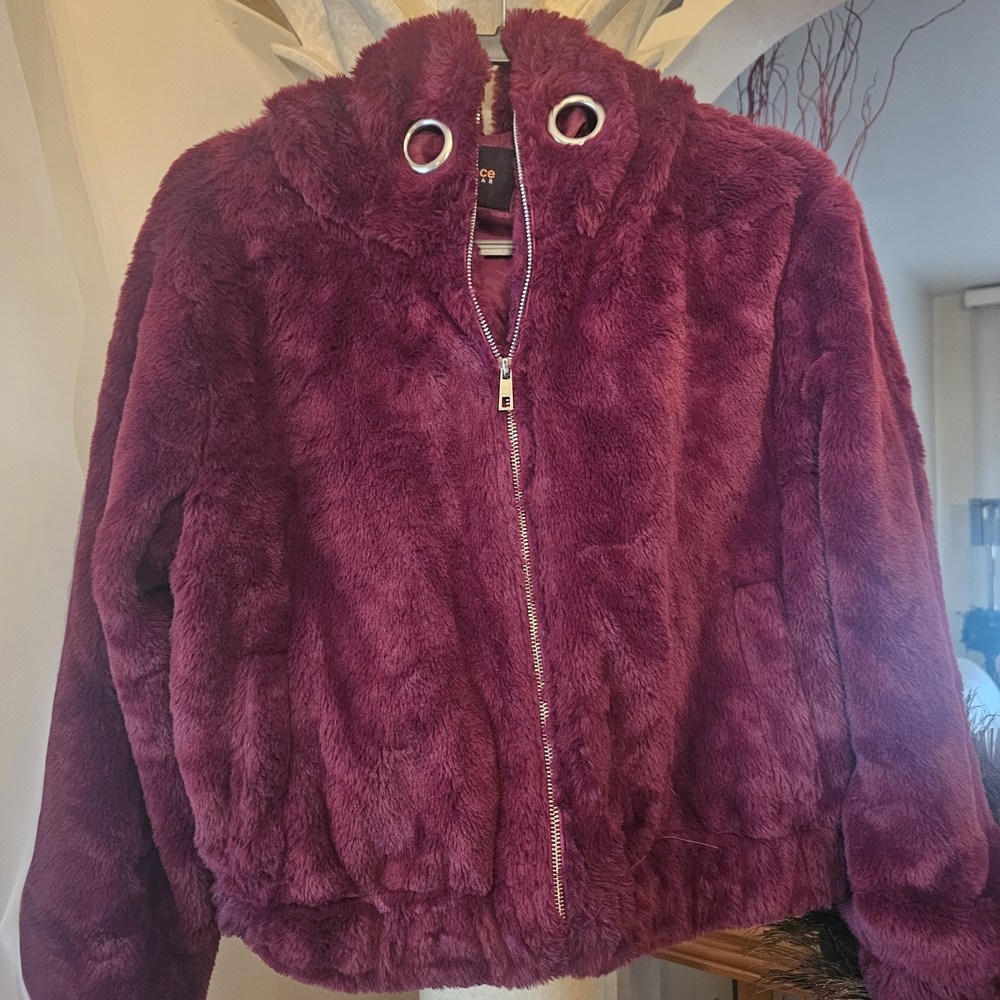 Ambiance Deep Purple (Eggplant) Faux Fur Coat
